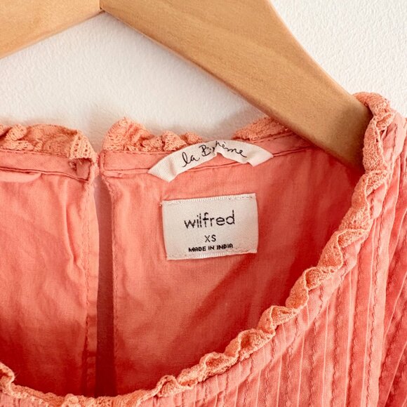 Aritzia Wilfred La Boheme Ruffle Elia Mini Dress Long Sleeve Peach Orange Sz XS - Picture 6 of 8